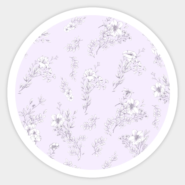 Flowers on pastel purple Sticker by joyandgrace